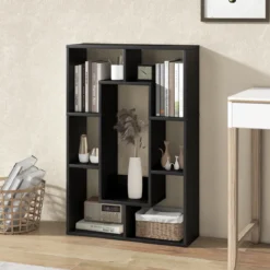 Bücherregal mit 7 Fächern Standregal Raumteiler Regal Würfelregal mit Kippschutz 60 x 20 x 90 cm