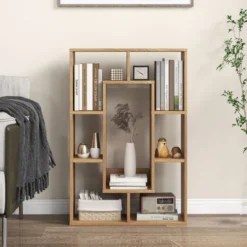 Bücherregal mit 7 Fächern Standregal Raumteiler Regal Würfelregal mit Kippschutz 60 x 20 x 90 cm