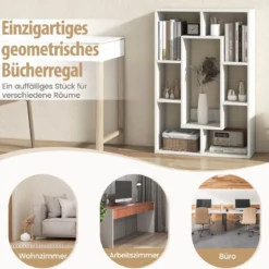 Bücherregal mit 7 Fächern Standregal Raumteiler Regal Würfelregal mit Kippschutz 60 x 20 x 90 cm
