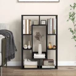 Bücherregal mit 7 Fächern Standregal Raumteiler Regal Würfelregal mit Kippschutz 60 x 20 x 90 cm