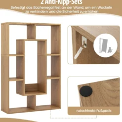 Bücherregal mit 7 Fächern Standregal Raumteiler Regal Würfelregal mit Kippschutz 60 x 20 x 90 cm