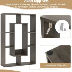 Bücherregal mit 7 Fächern Standregal Raumteiler Regal Würfelregal mit Kippschutz 60 x 20 x 90 cm