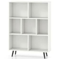 Bücherregal mit Fächern Standregal mit 3 Ebenen & Holzbeine Würfelregal Büroregal 80 cm