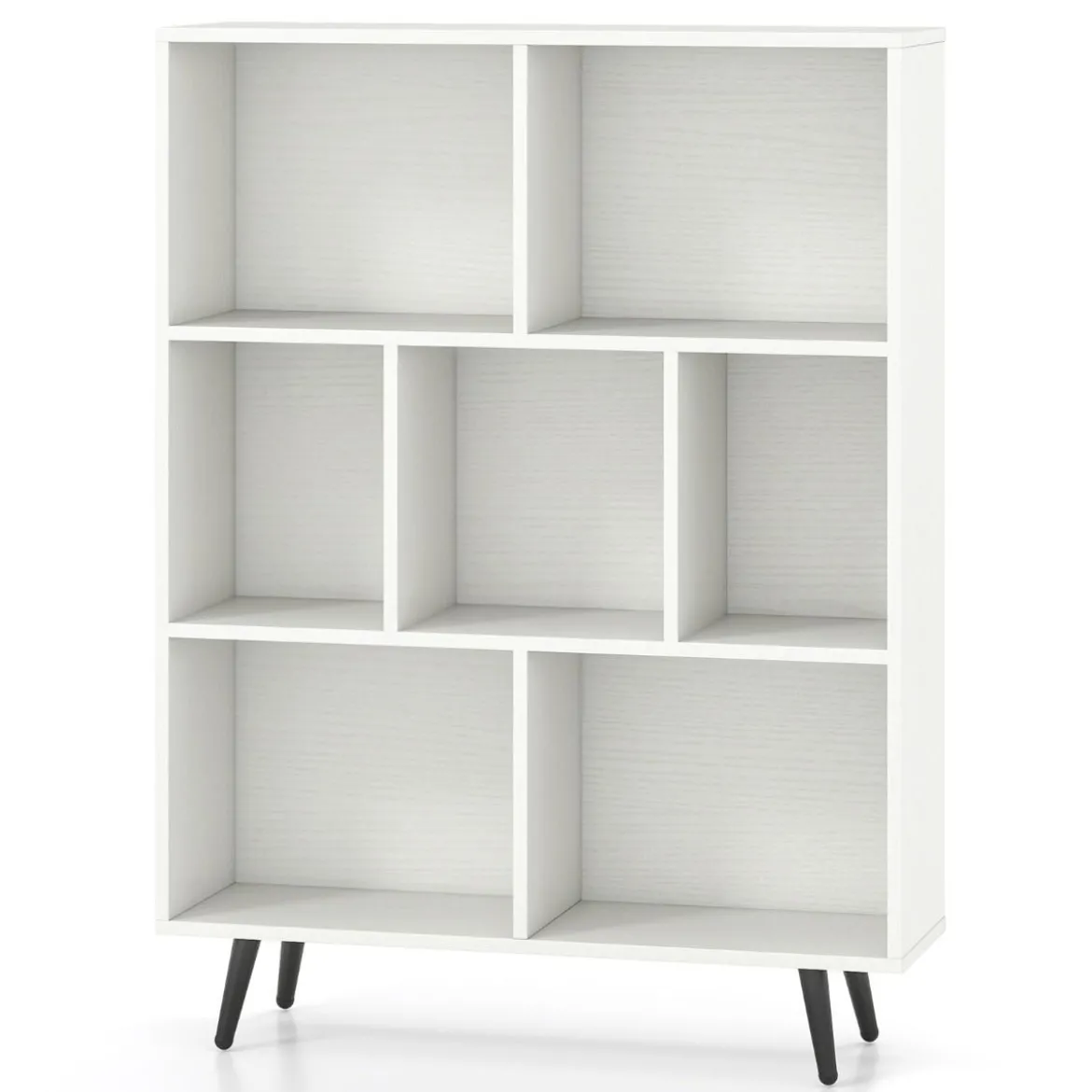 Bücherregal mit Fächern Standregal mit 3 Ebenen & Holzbeine Würfelregal Büroregal 80 cm