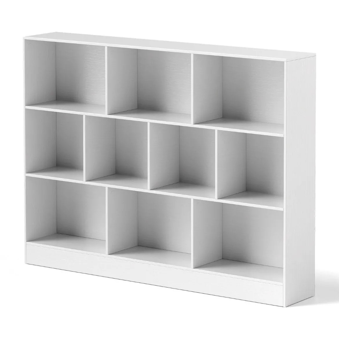 Bücherregal mit 10 Fächern Standregal mit 3 Ebenen Würfelregal Büroregal 140 x 24 x 104 cm Natur/Weiß