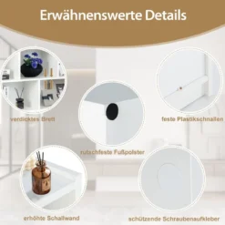 Bücherregal mit 8 Fächern 3-stufiges Standregal für Wohnzimmer 122 x 32 x 93 cm Weiß