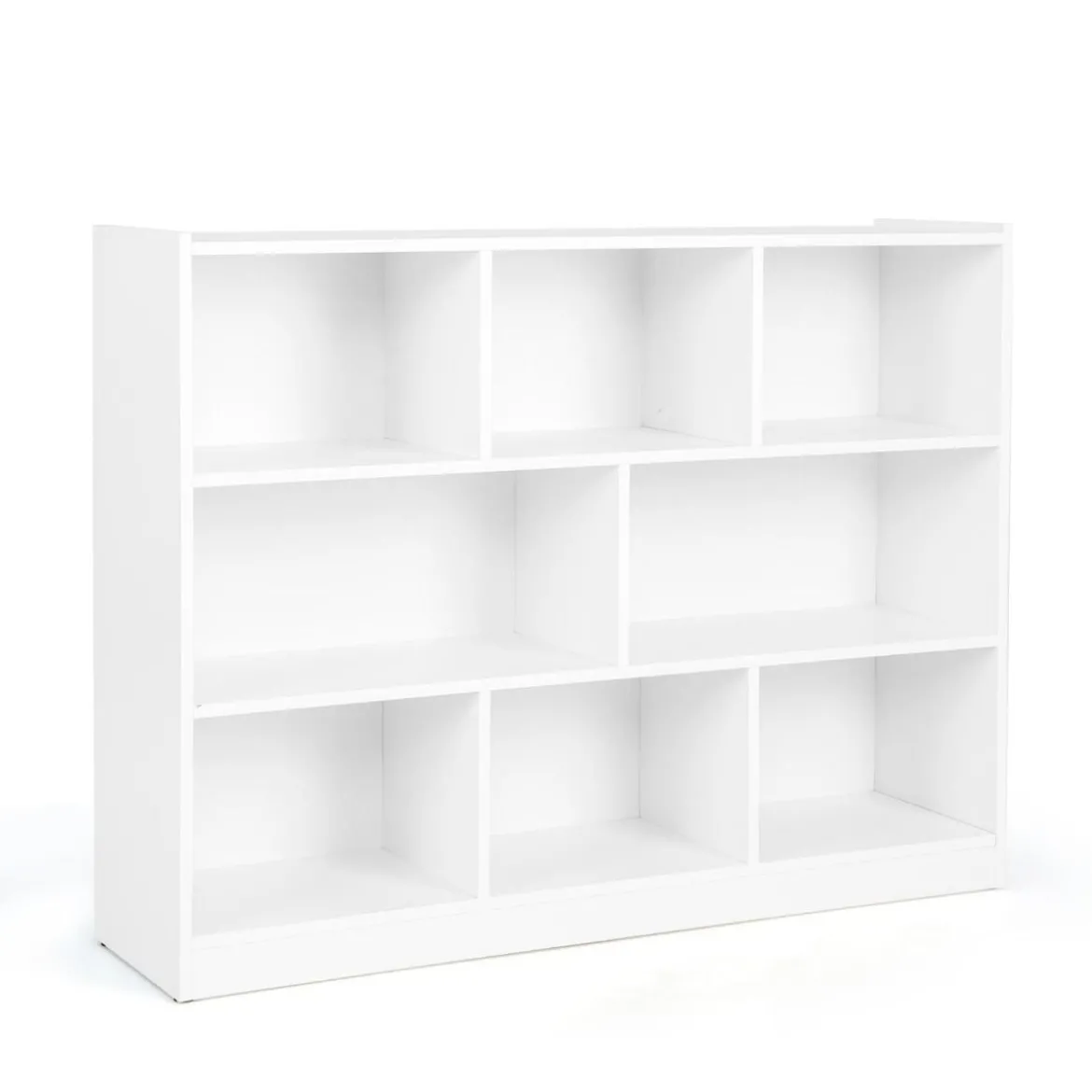 Bücherregal mit 8 Fächern 3-stufiges Standregal für Wohnzimmer 122 x 32 x 93 cm Weiß