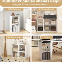 Bücherregal mit 2 Fächern Würfelregal Standregal offenes Regal Aufbewahrungsregal für Wohnzimmer Weiß