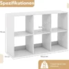 Bücherregal mit 6 Fächern Würfelregal Standregal offenes Regal Aufbewahrungsregal für Wohnzimmer Weiß