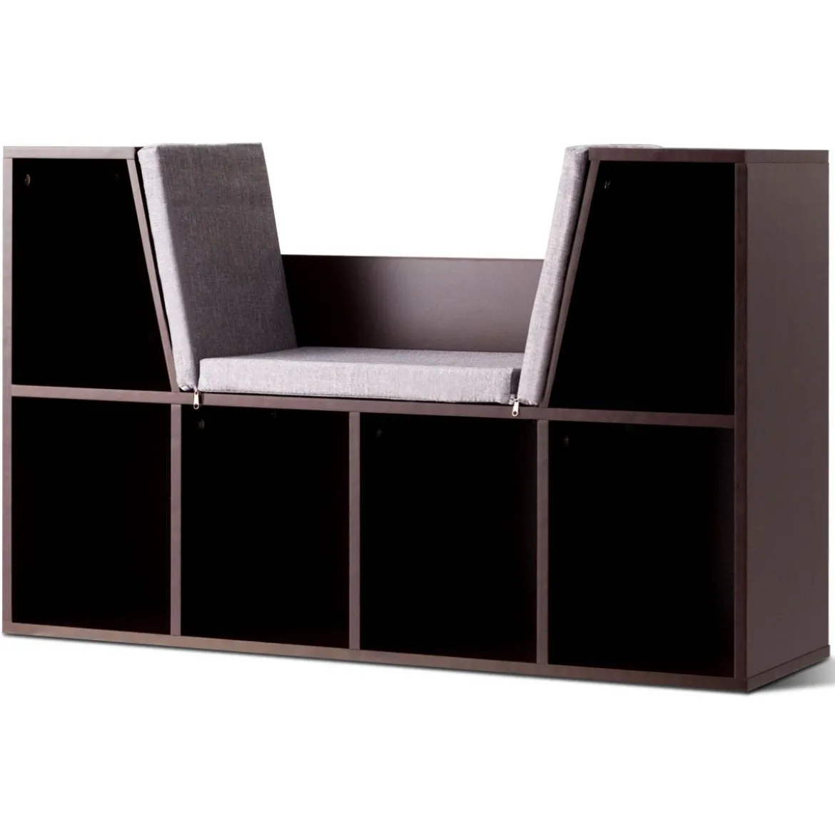 Bücherregal mit Kissen Raumteiler Bücherschrank 6 Fächer 103 x 30 x 63 cm Braun
