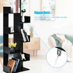 Bücherregal mit 8 offenen Fächern Bücherschrank Holz Standregal Holzregal Aufbewahrungsregal Schwarz