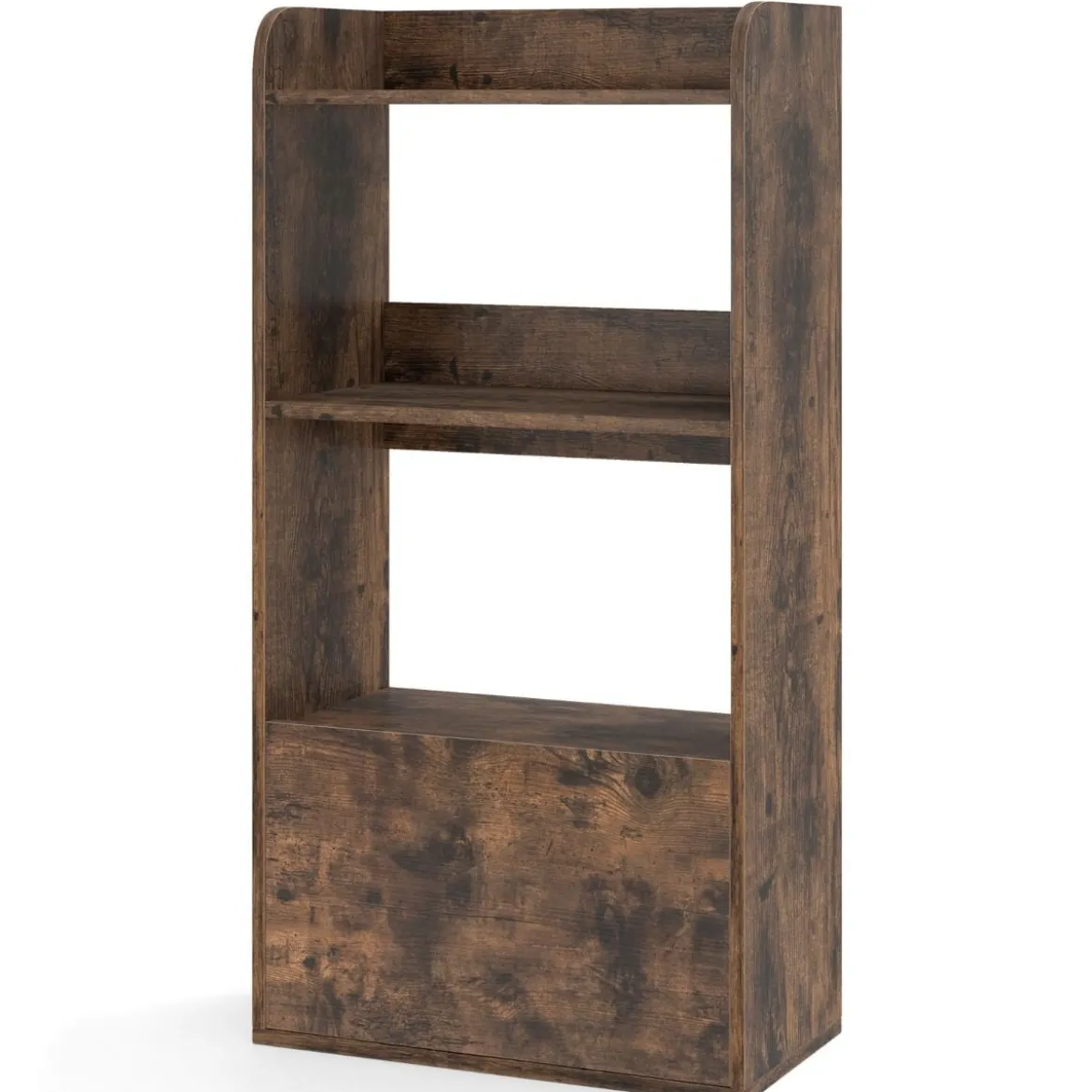 Bücherregal mit Schublade Standregal mit 2 Fächern Büroregal aus Holz 55 x 29 x 105 cm Weiß/Rustikales Braun