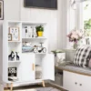 Bücherregal mit Türen und offenes Fächern Bücherschrank Sideboard Kommode Standregal 80 x 24 x 119 cm Weiß