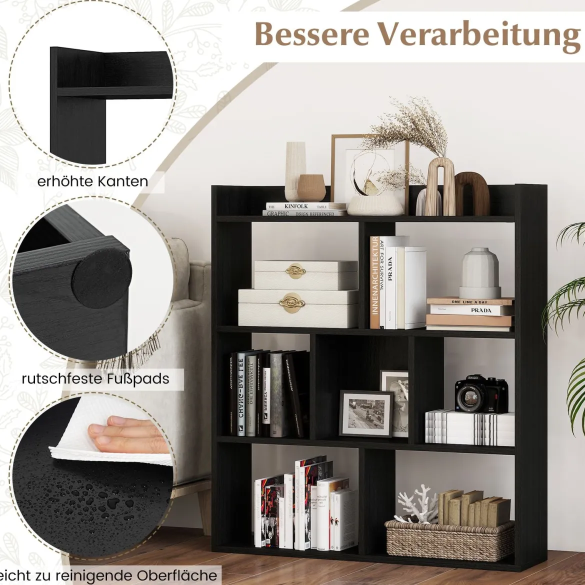 Bücherregal mit 7 Würfeln Standregal Würfelregal Aufbewahrungsregal 80 x 20 x 90 cm