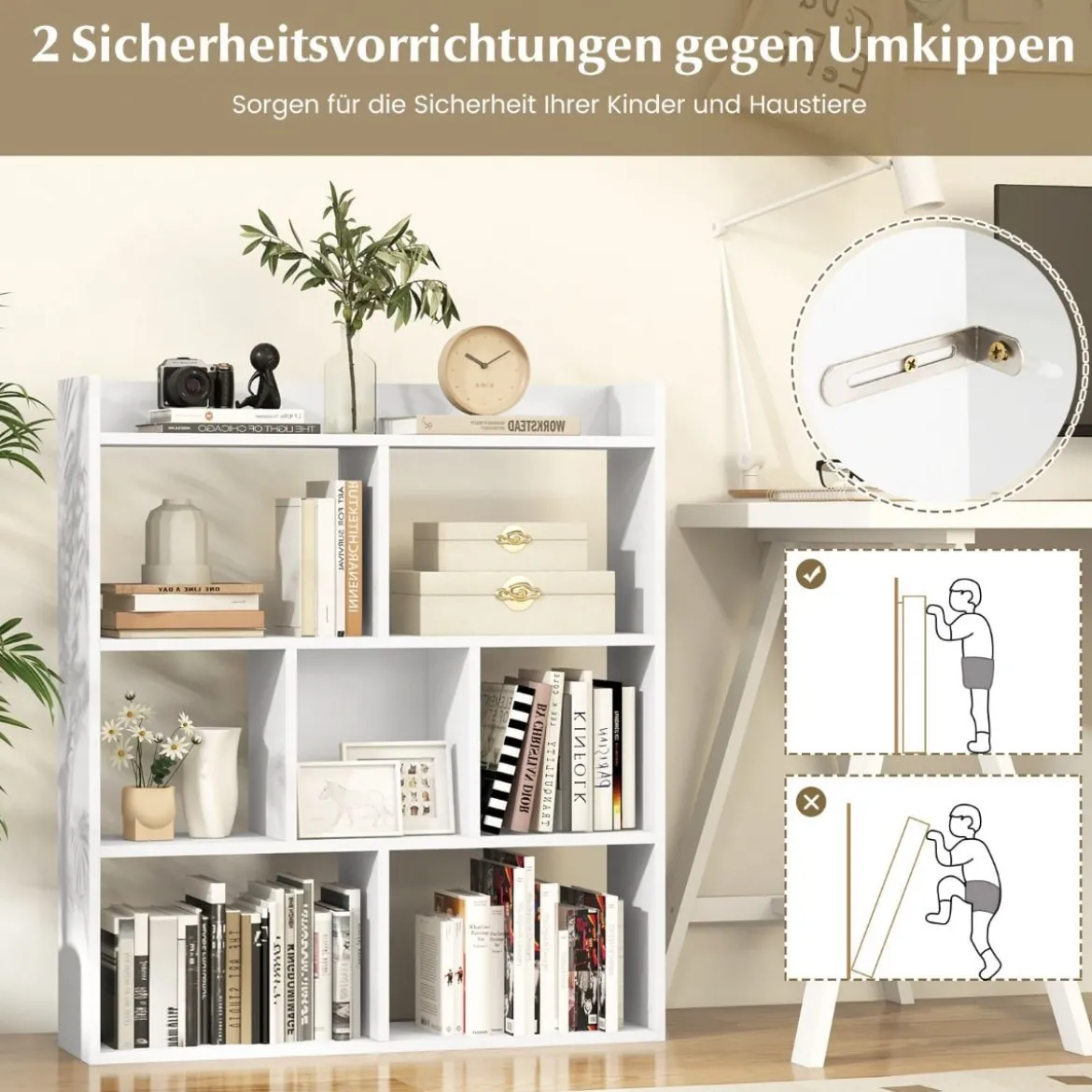 Bücherregal mit 7 Würfeln Standregal Würfelregal Aufbewahrungsregal 80 x 20 x 90 cm
