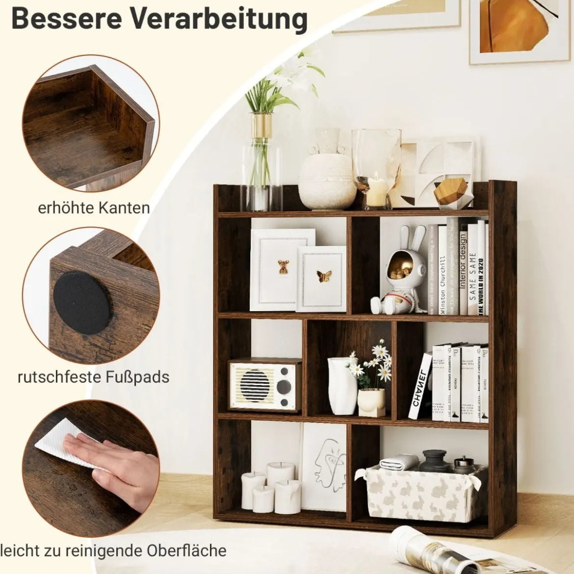 Bücherregal mit 7 Würfeln Standregal Würfelregal Aufbewahrungsregal 80 x 20 x 90 cm