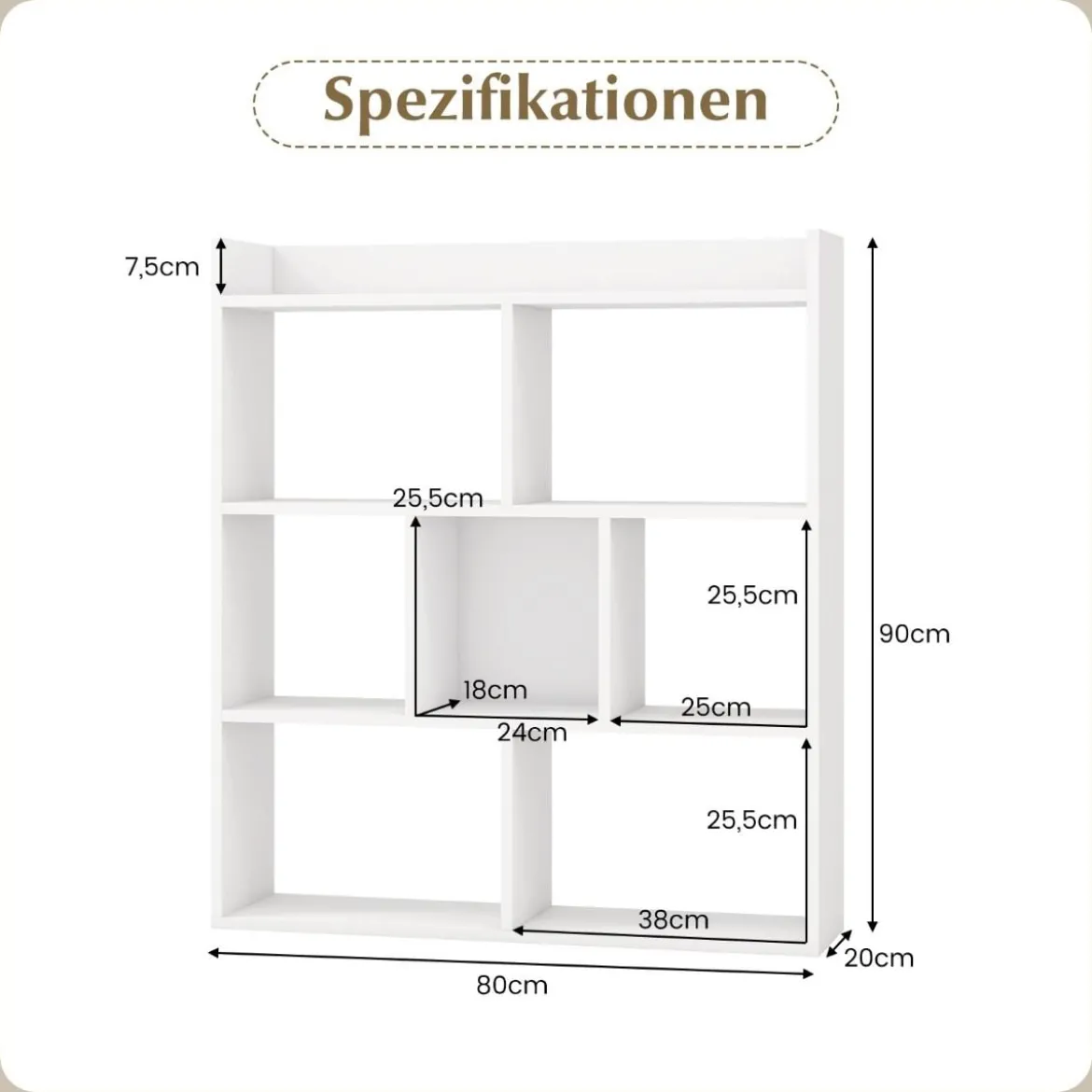 Bücherregal mit 7 Würfeln Standregal Würfelregal Aufbewahrungsregal 80 x 20 x 90 cm
