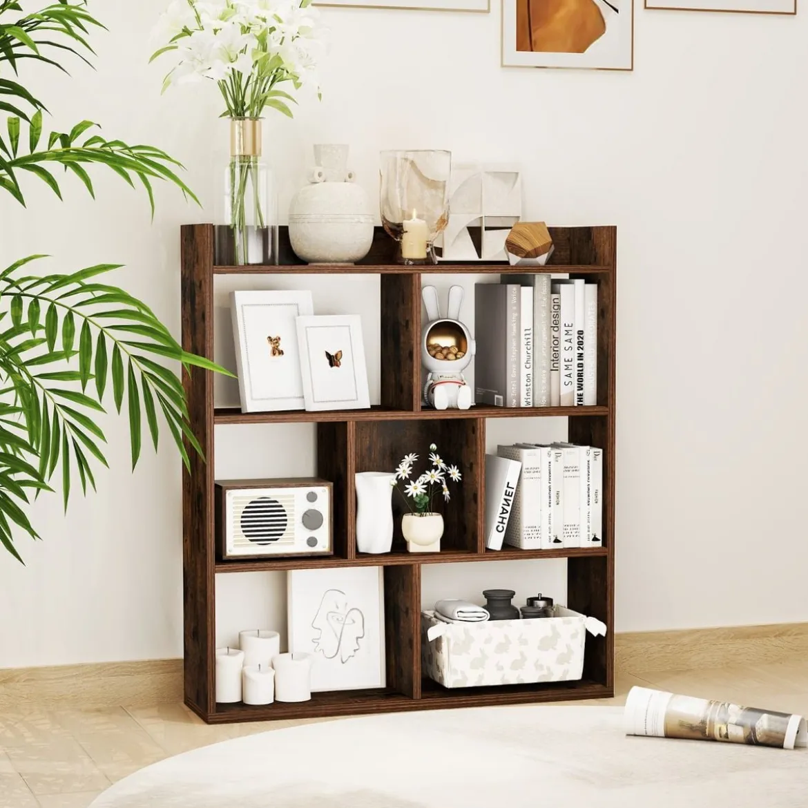 Bücherregal mit 7 Würfeln Standregal Würfelregal Aufbewahrungsregal 80 x 20 x 90 cm