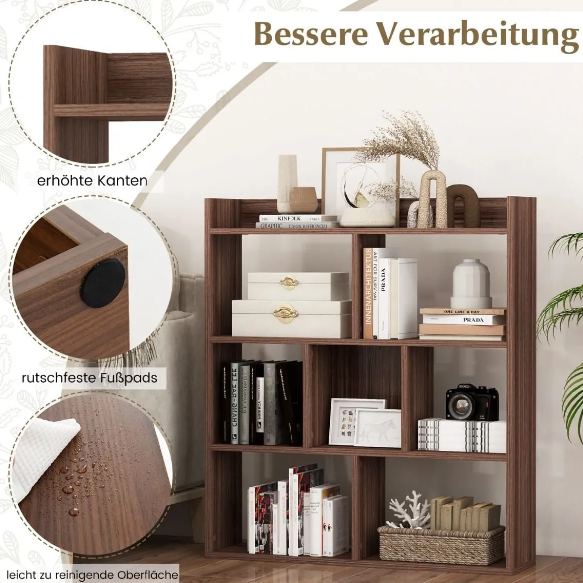Bücherregal mit 7 Würfeln Standregal Würfelregal Aufbewahrungsregal 80 x 20 x 90 cm