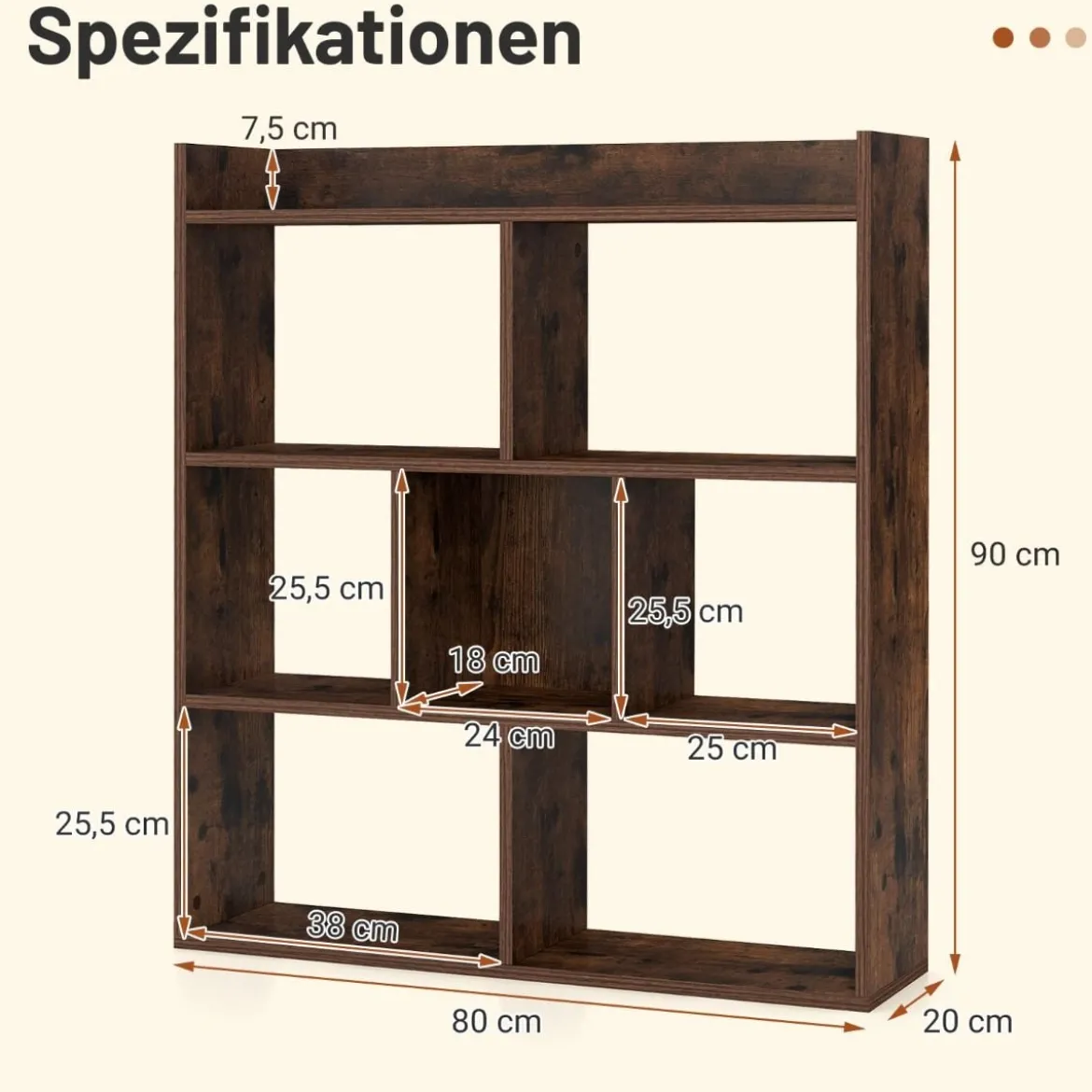 Bücherregal mit 7 Würfeln Standregal Würfelregal Aufbewahrungsregal 80 x 20 x 90 cm