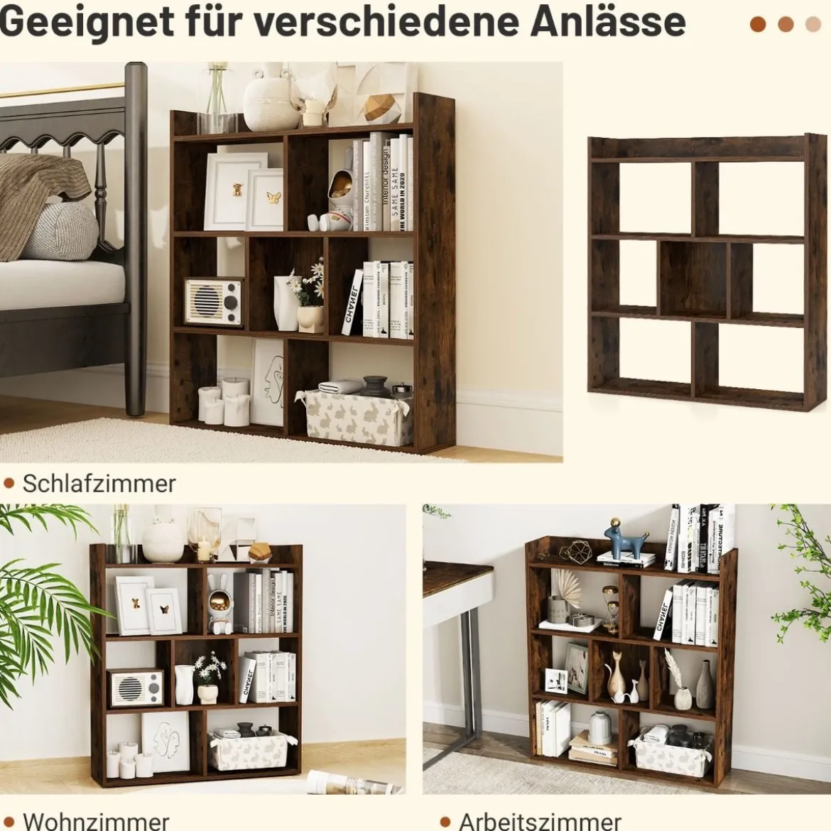 Bücherregal mit 7 Würfeln Standregal Würfelregal Aufbewahrungsregal 80 x 20 x 90 cm