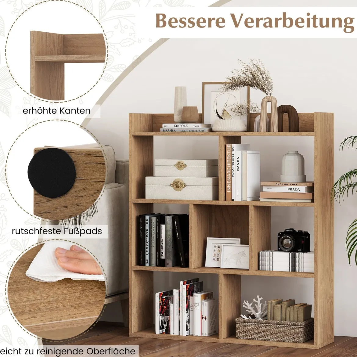 Bücherregal mit 7 Würfeln Standregal Würfelregal Aufbewahrungsregal 80 x 20 x 90 cm