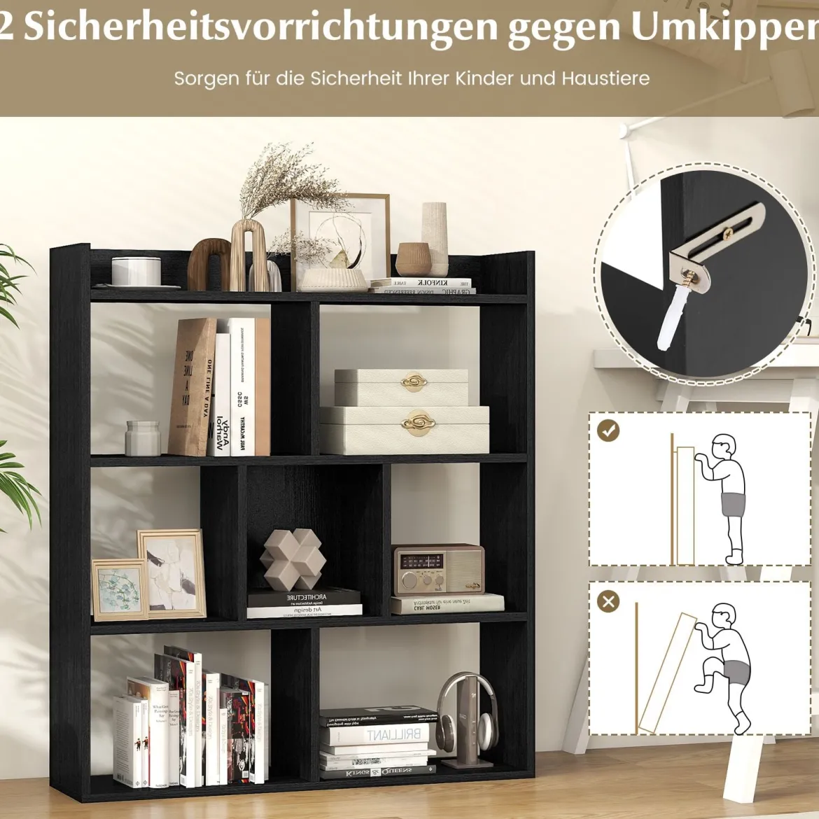 Bücherregal mit 7 Würfeln Standregal Würfelregal Aufbewahrungsregal 80 x 20 x 90 cm