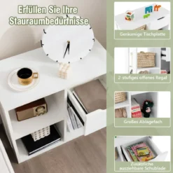 Bücherregal Regal Würfelregal mit Schublade und 3 Fächern Büroregal Holz Weiß 60 x 30 x 53 cm
