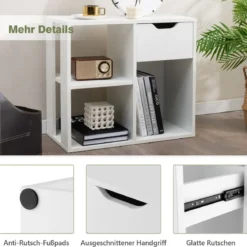 Bücherregal Regal Würfelregal mit Schublade und 3 Fächern Büroregal Holz Weiß 60 x 30 x 53 cm
