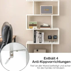 Bücherregal Standregal mit Türen 183 x 70 x 23 cm Raumteiler Regal mit 5 Ebene