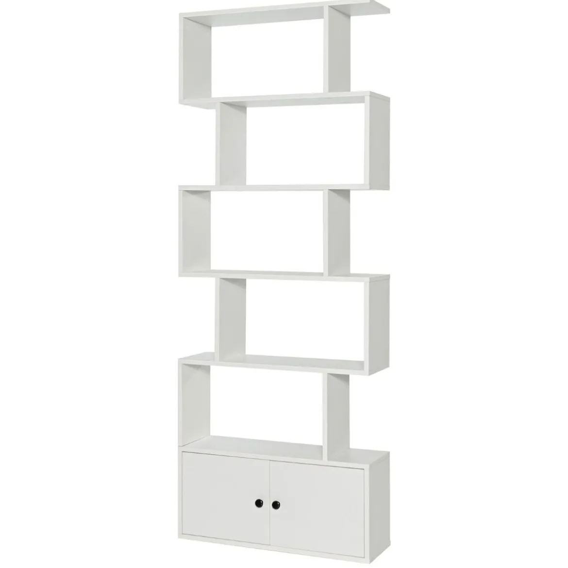 Bücherregal Standregal mit Türen 183 x 70 x 23 cm Raumteiler Regal mit 5 Ebene