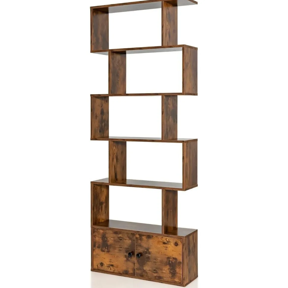 Bücherregal Standregal mit Türen 183 x 70 x 23 cm Raumteiler Regal mit 5 Ebene