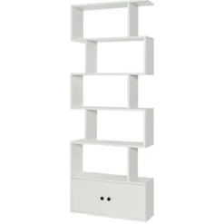 Bücherregal Standregal mit Türen 183 x 70 x 23 cm Raumteiler Regal mit 5 Ebene
