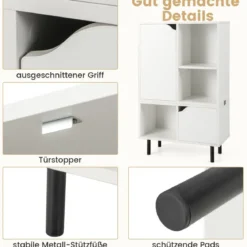 Bücherregal stapelbar Bücherschrank mit 2 Türen & 5 Fächern trennbar mit verstellbaren Regal 60 x 30 x 96,5 cm Weiß
