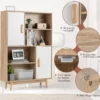 Bücherregal 4-stöckiges Bücherregal mit 2 Türen 4 offene Regale 80 x 24 x 120 cm Weiß