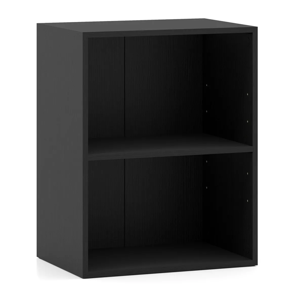 Bücherregal 2-stöckiges Regal offenes Aufbewahrungsregal aus Holz Schwarz 42 x 29,5 x 53,5 cm