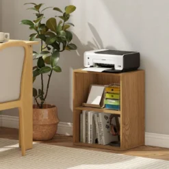 Bücherregal 2-stöckiges Regal offenes Aufbewahrungsregal aus Holz Natur 42 x 29,5 x 53,5 cm
