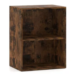 Bücherregal 2-stöckiges Regal offenes Aufbewahrungsregal aus Holz Rustikalbraun 42 x 29,5 x 53,5 cm