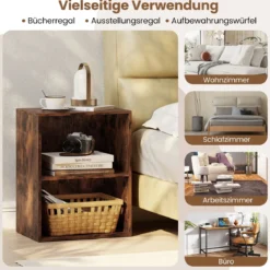 Bücherregal 2-stöckiges Regal offenes Aufbewahrungsregal aus Holz Rustikalbraun 42 x 29,5 x 53,5 cm