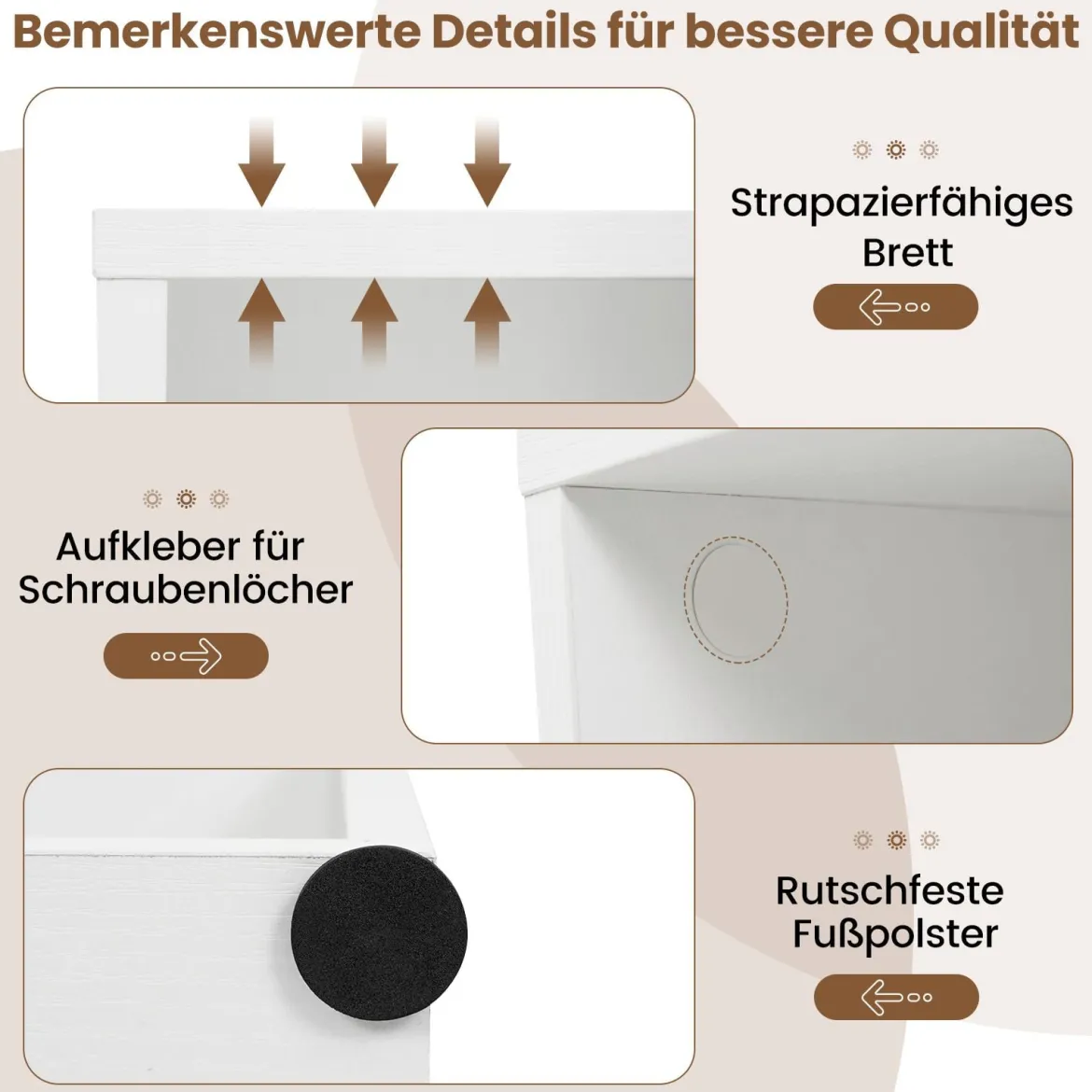 Bücherregal 2-stöckiges Regal offenes Aufbewahrungsregal aus Holz Weiß 42 x 29,5 x 53,5 cm