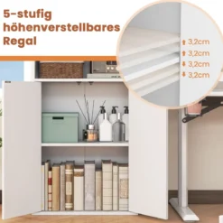 Bücherschrank mit Türen Bücherregal mit verstellbarem Regal und offenem Fach 54 x 30 x 112 cm Weiß