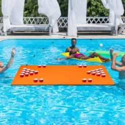 Beer Pong Schwimmender Teppich Wassermatte Schwimmmatte 176 x 90 x 3,5 cm Orange + Schwarz