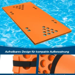 Beer Pong Schwimmender Teppich Wassermatte Schwimmmatte 176 x 90 x 3,5 cm Orange + Schwarz