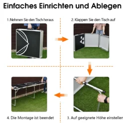 Beer Pong Tisch Partyspiele klappbar Bierpong Tisch Campingtisch Trinkspiele höheverstellbar Schwarz