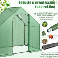 Begehbarer Gewächshaus mit PE-Abdeckung & Roll-Up Reißverschluss-Tür & Fenster Foliengewächshaus