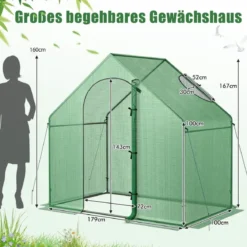 Begehbarer Gewächshaus mit PE-Abdeckung & Roll-Up Reißverschluss-Tür & Fenster Foliengewächshaus