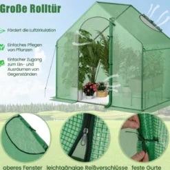 Begehbarer Gewächshaus mit PE-Abdeckung & Roll-Up Reißverschluss-Tür & Fenster Foliengewächshaus