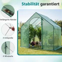 Begehbares Gewächshaus Foliengewächshaus mit PE-Abdeckung & Metallrahmen Tomatengewächshaus mit Fenster