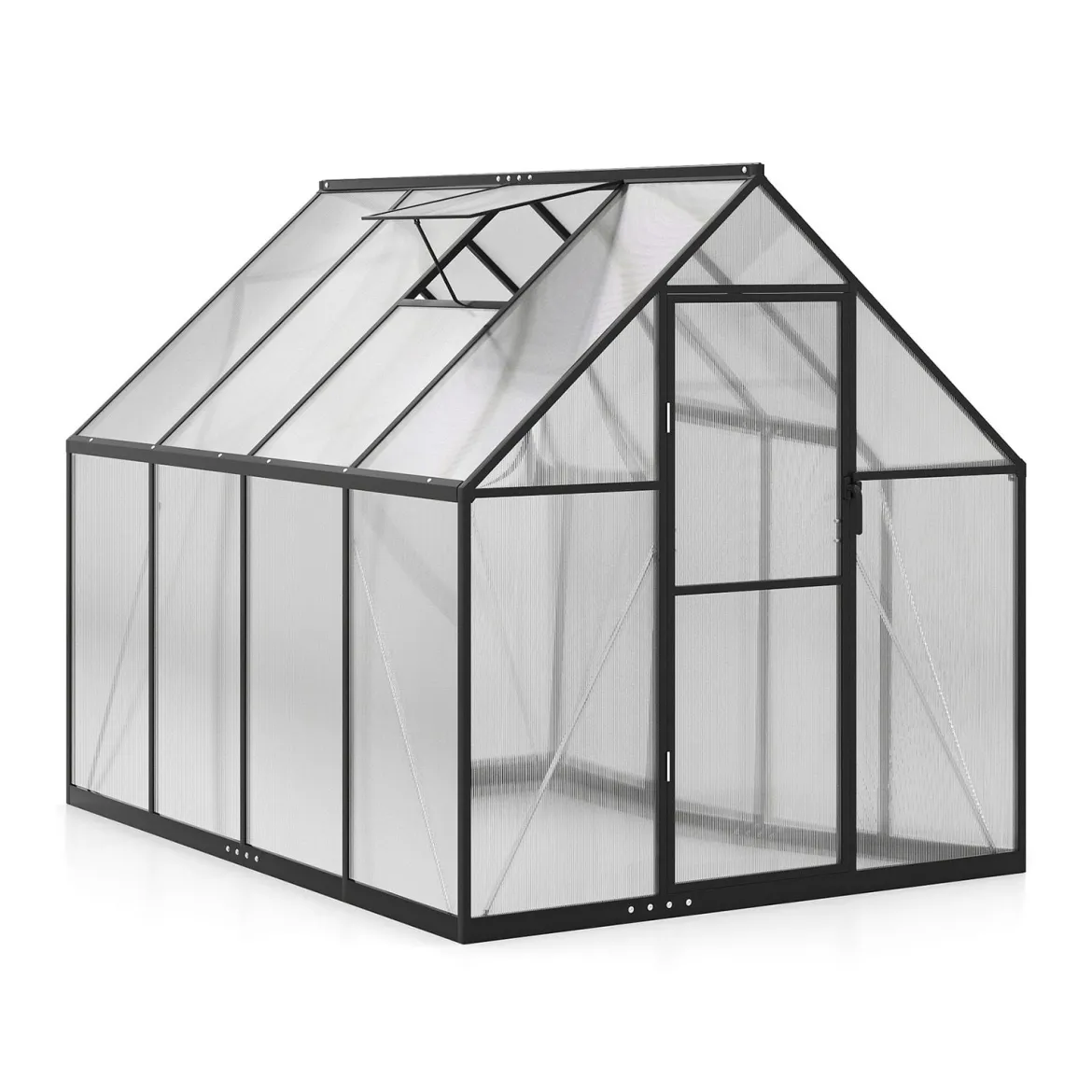 Begehbares Gewächshaus Gartenhaus mit PVC-Abdeckung & Aluminiumlegierungsrahmen Treibhaus 250 x 190 x 195 cm
