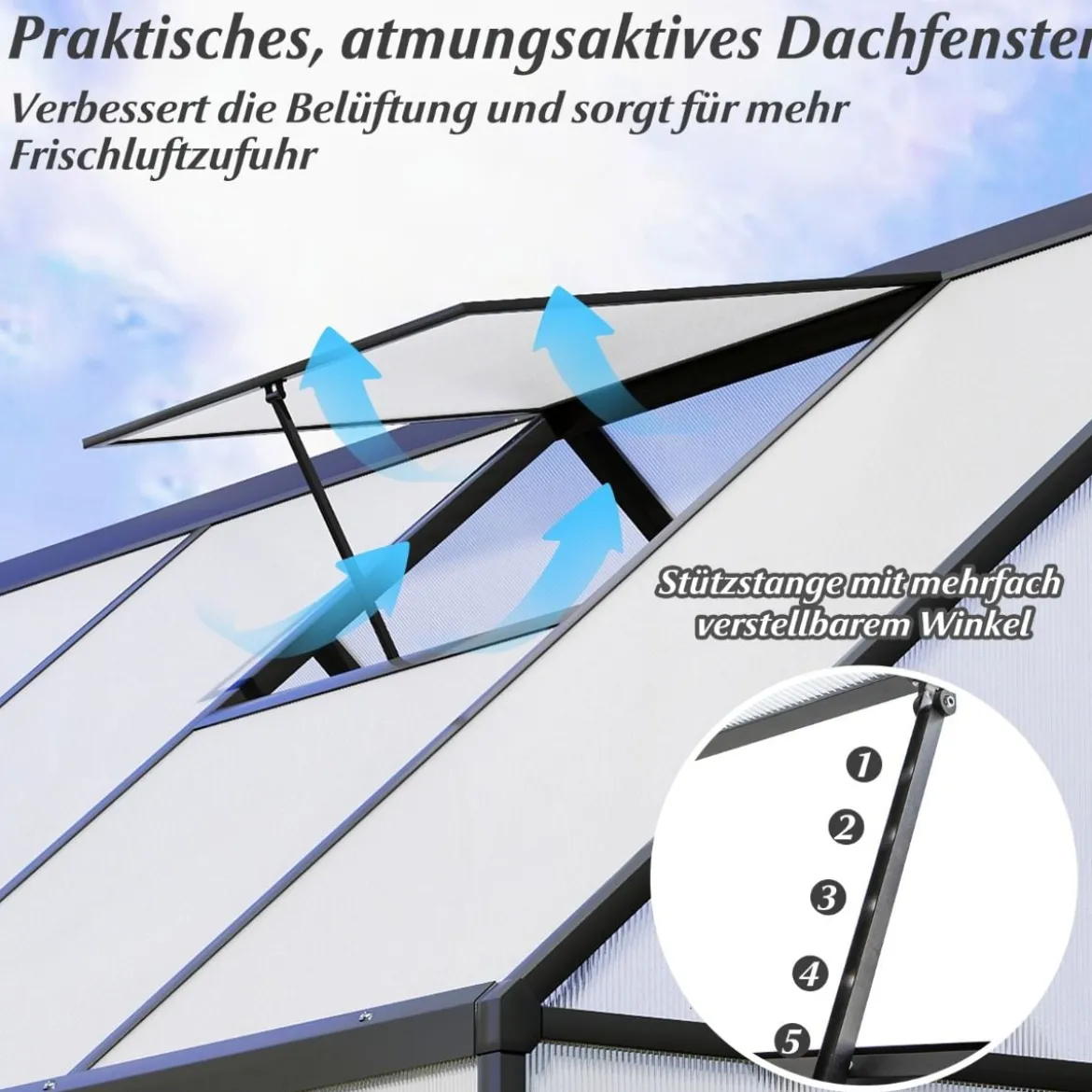 Begehbares Gewächshaus Gartenhaus mit PVC-Abdeckung & Aluminiumlegierungsrahmen Treibhaus 250 x 190 x 195 cm